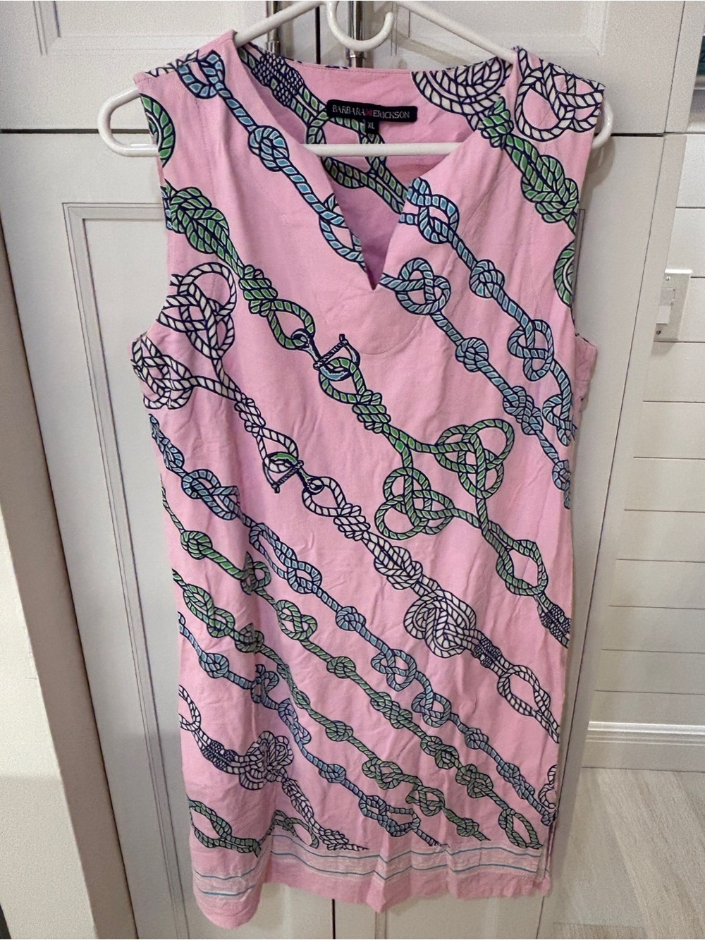 Pink Rope-Print Sleeveless Shift Dress
